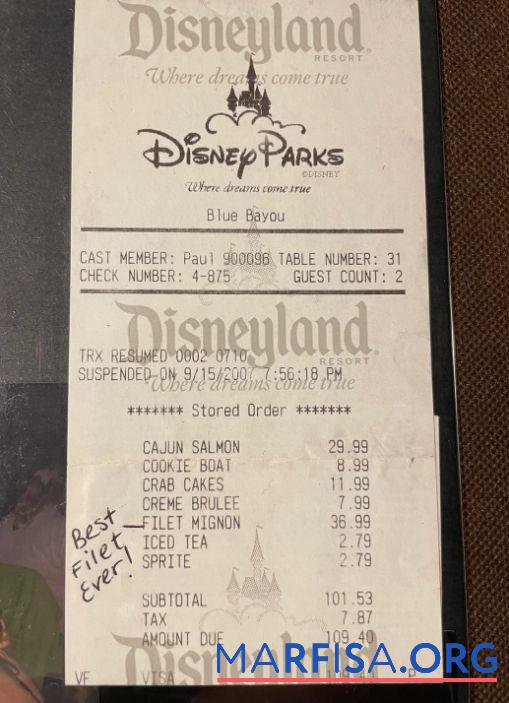 Realistic Disneyland park payment check template